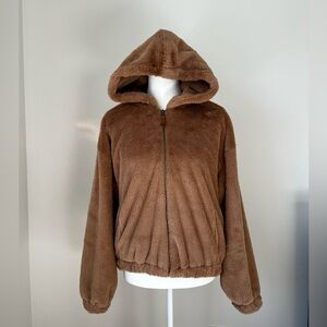 NWT Thread & Supply Cozy Brown Faux Fur Hooded Jacket
